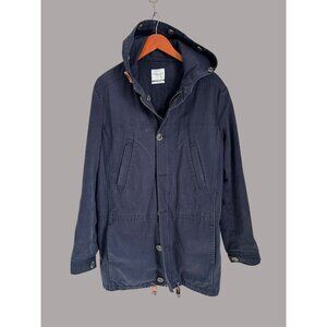 Saturdays Surf NYC Navy Hooded Jacket Large Washed Dyed Canvas Full Zip